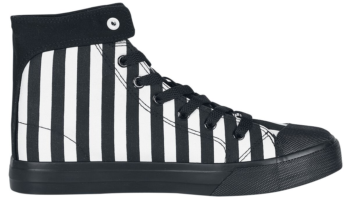 Black/White Striped Sneakers | Gothicana by EMP Sneakers High | EMP